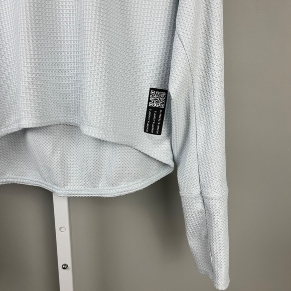 Adidas Adapt to Chaos Hoodie Shirt Top Womens Medium Light Blue Waffle Knit Crop - Picture 3 of 5